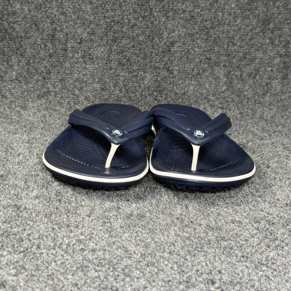 Crocs Crocband Flip Flops Women's 8 Blue White Summer Beach Thong Sandals